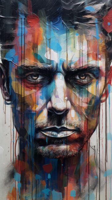 wallpaper of colorful painting of mans face