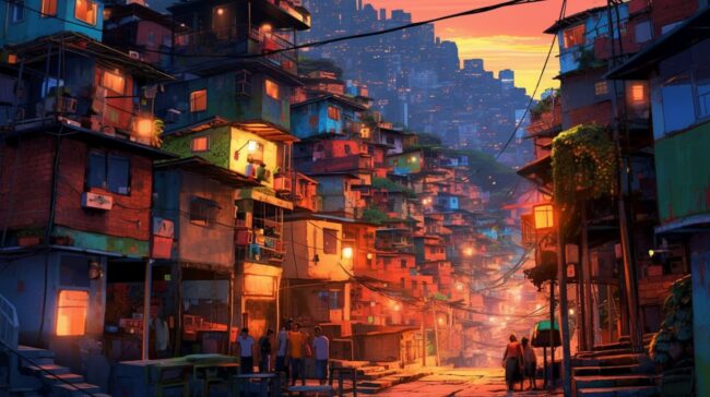 wallpaper of dystopian brazil street at night