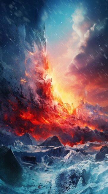 wallpaper of fire and ice