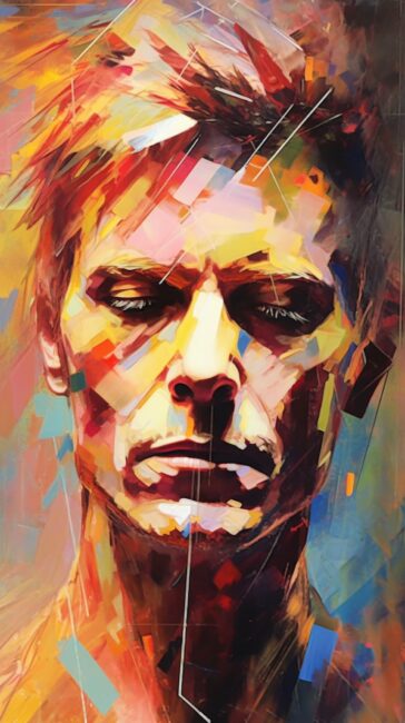 wallpaper of pallet knife painting colorful portrait of man