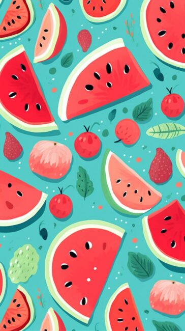 watermelon and fruit pattern wallpaper