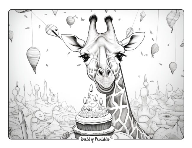 Birthday Giraffe Coloring Sheet
