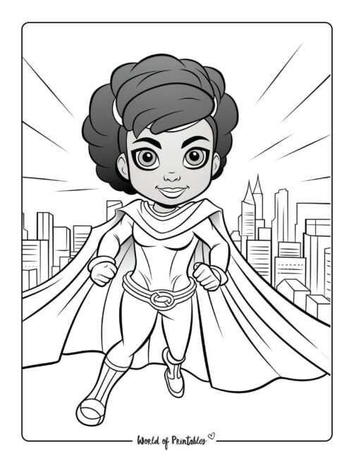 Brave Hero Protecting the City Coloring Page