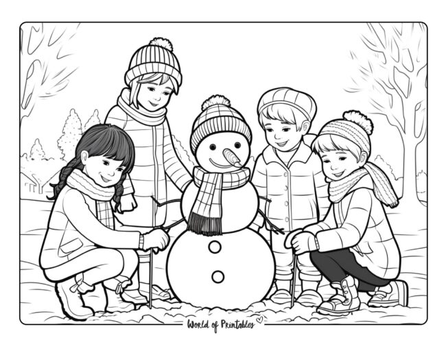 Building a Snowman Coloring Sheet