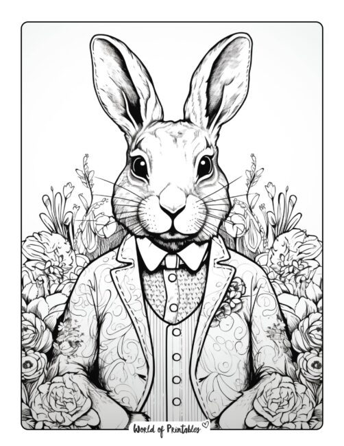 Bunny in a Suit Coloring Page