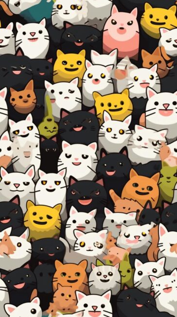 Cartoon Cat Pattern Cute Cat Wallpaper