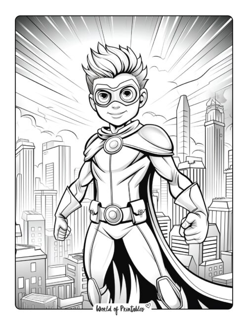 Cool Boy Hero Coloring Page