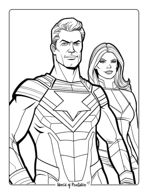 Couple Hero Coloring Page