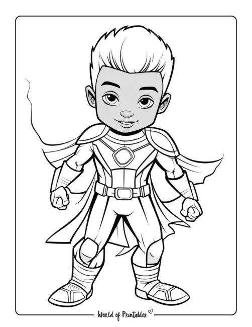 Courageous Hero Posing Coloring Page