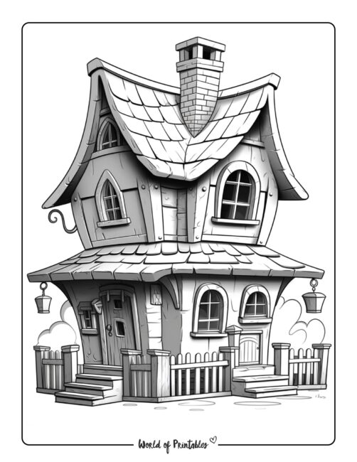 Cute Family Home Coloring Page
