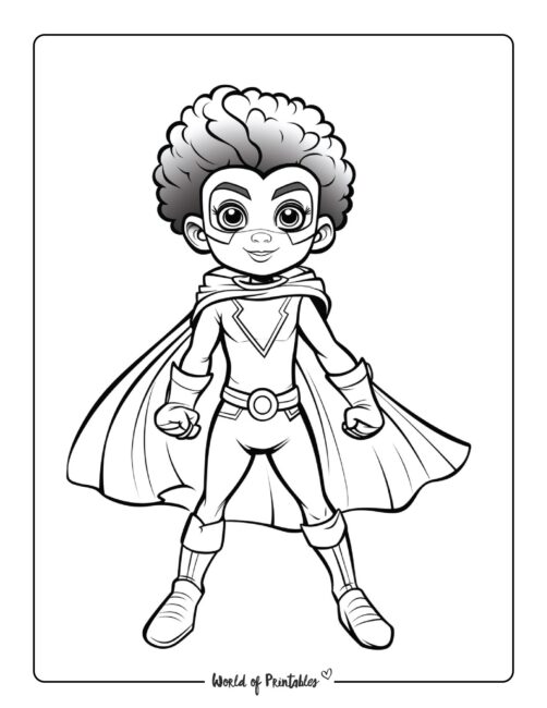 Cute Girl Hero Coloring Page