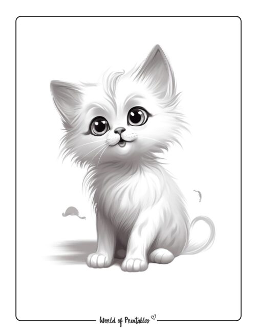 Cute Kitten Coloring Page for Children
