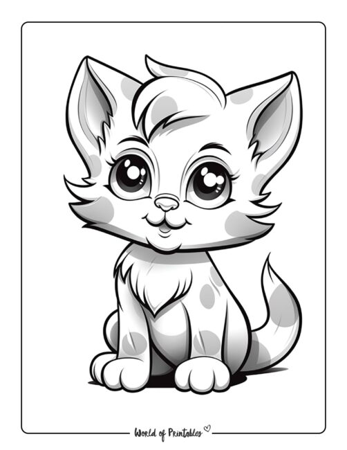 Cute Kitten Coloring Page for Preschoolers