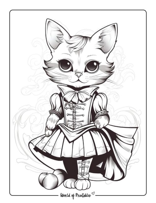 Cute Kitten Steampunk Coloring Page
