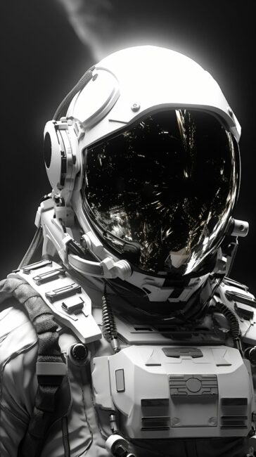 Cyberpunk Astronaut Black and White Background