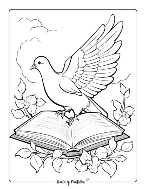 Dove and Bible Coloring Page