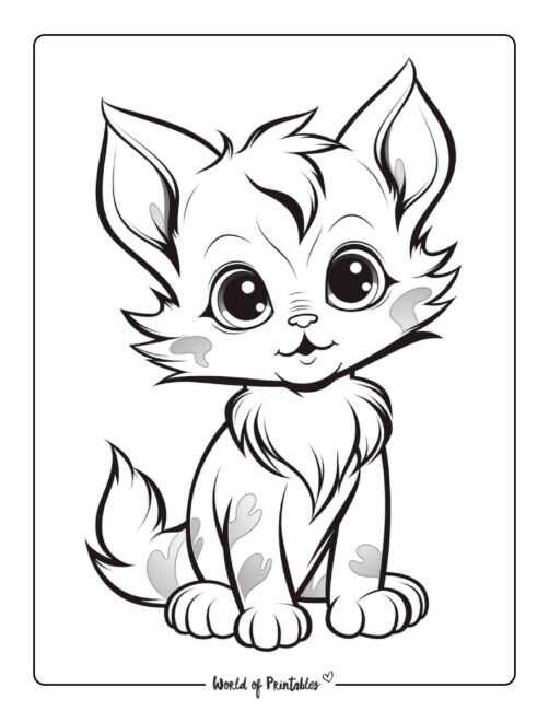 Easy Kitten Coloring Page