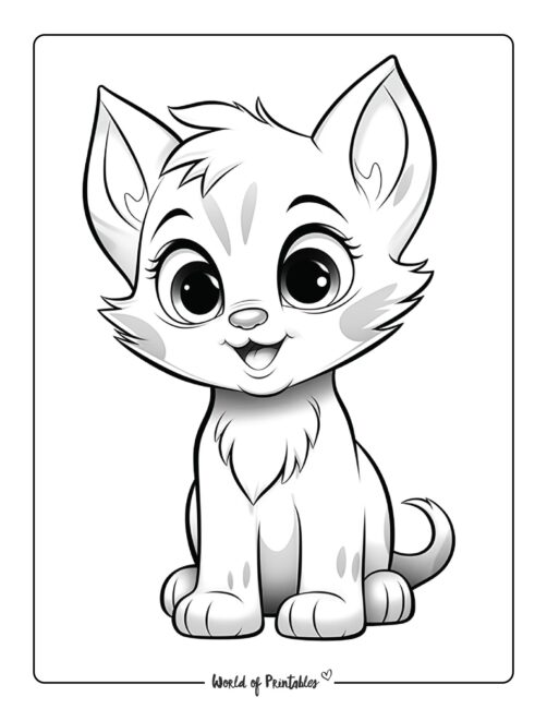 Easy Kitten Coloring Pages for Kids