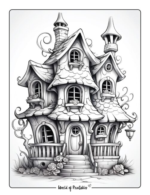Enchanting House Coloring Page