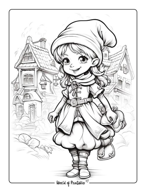 Fantasy Elf Coloring Page