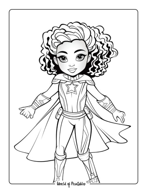 Fearless Girl Hero Coloring Page