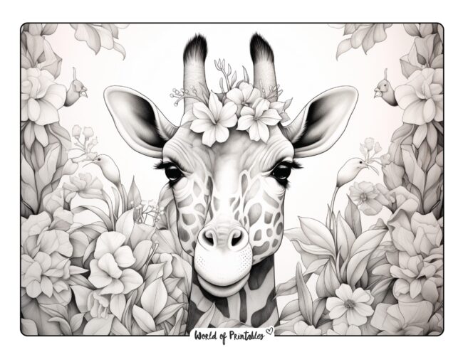 Floral Giraffe Coloring Sheet