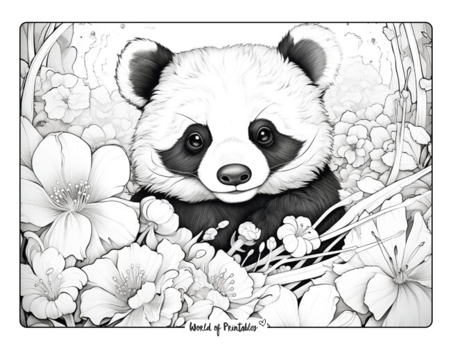 Floral Panda Coloring Sheet