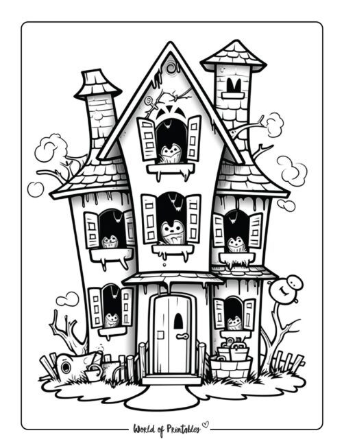 Ghost House Coloring Page