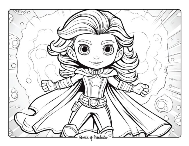 Girl Hero Coloring Page