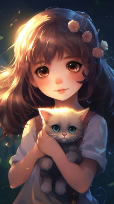 Girl and Cat Background