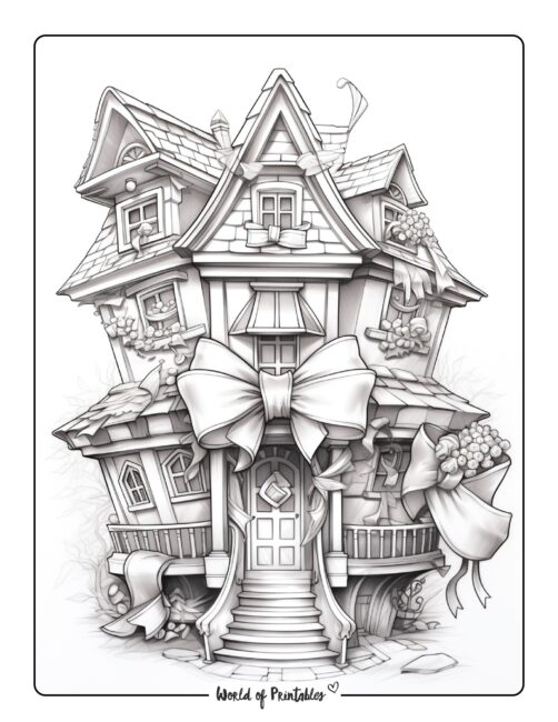 Girly House Coloring Page