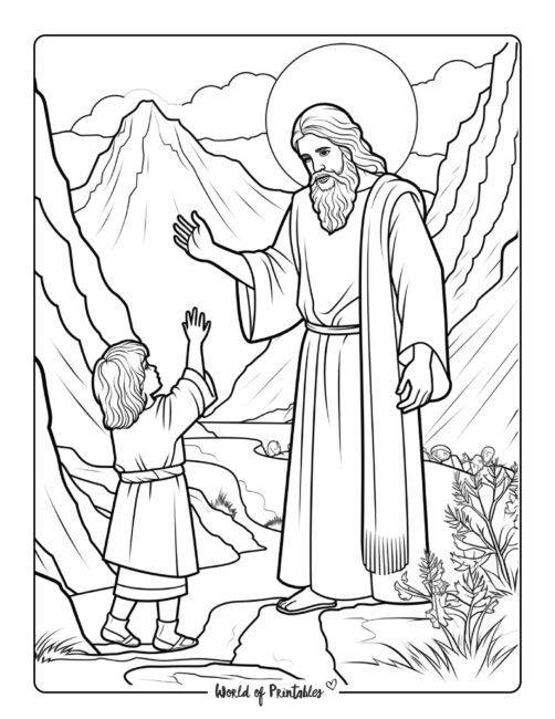God Speaks to Moses Coloring Page