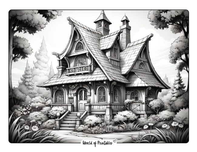 Grand Cottage Coloring Page