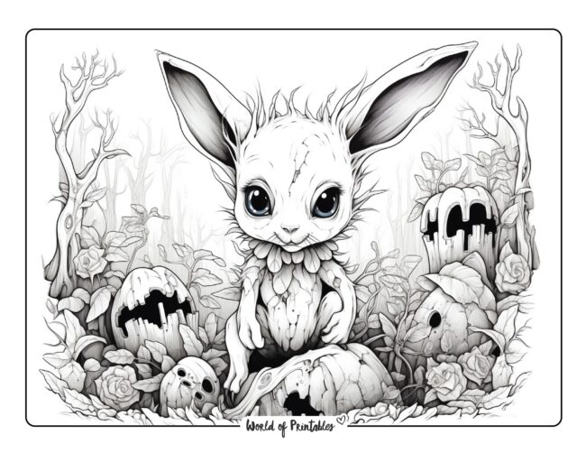 Halloween Bunny Coloring Page