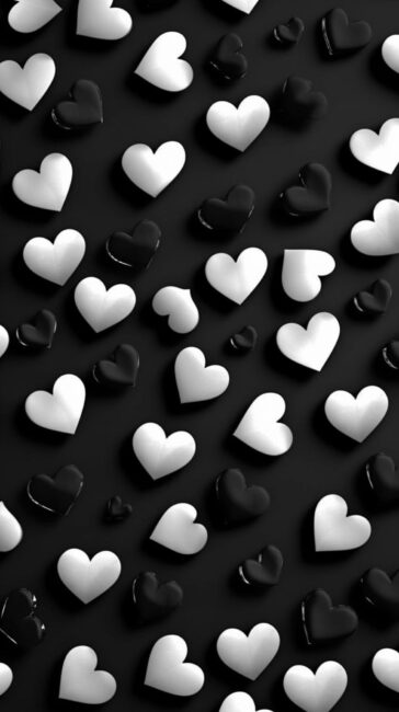 Hearts Black and White Background