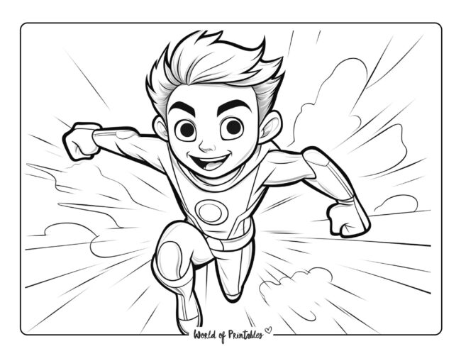 Hero Running Fast Coloring Page