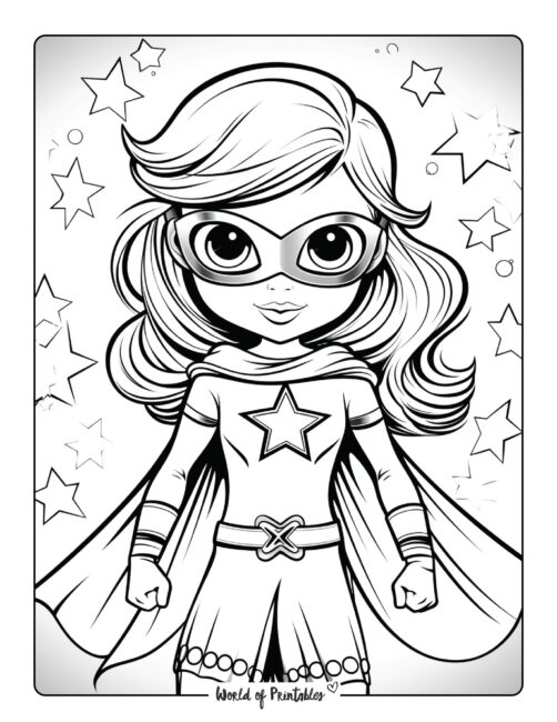 Hero Surrounded by Stars Coloring Page