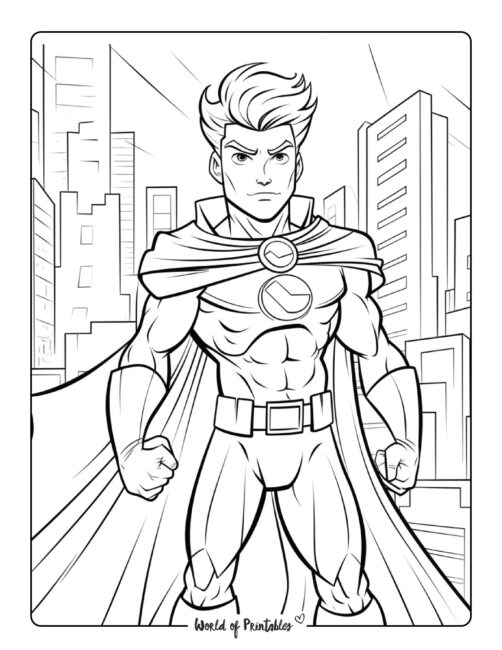 Hero in the City Coloring Page