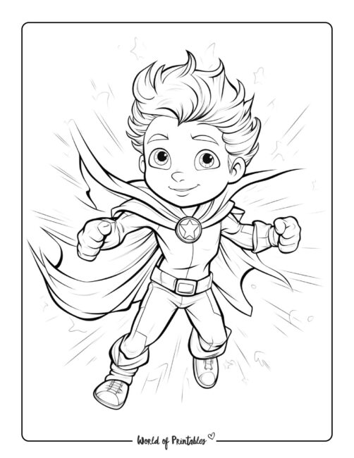 Hero with Powers Coloring Page