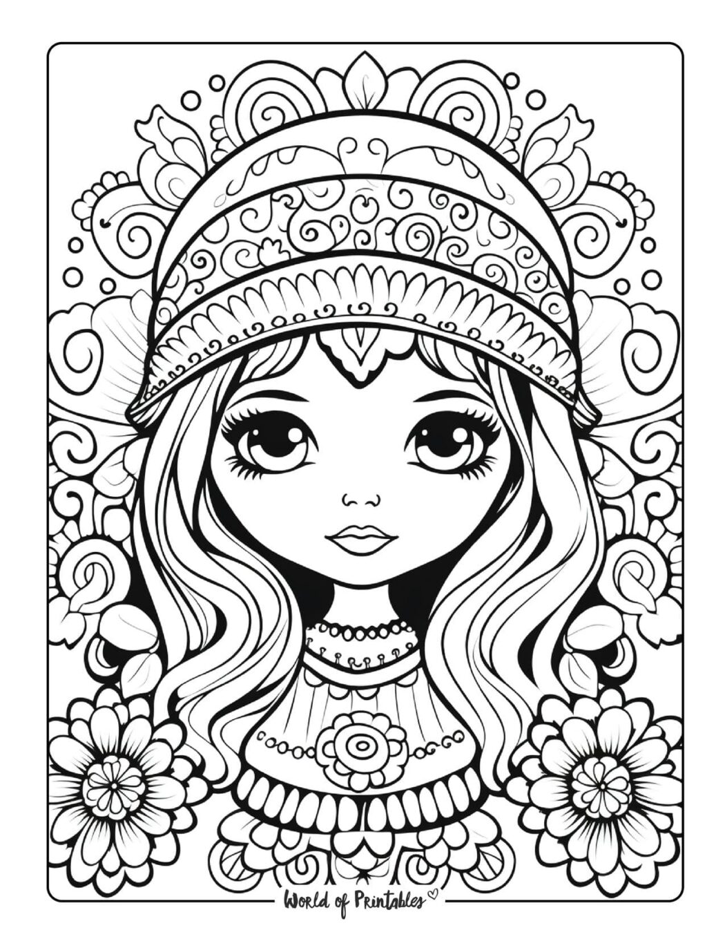 Hippie Coloring Pages - World of Printables