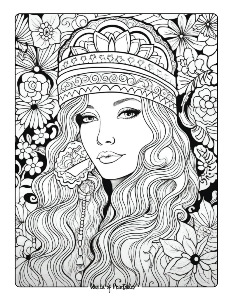 Hippie Coloring Page 1