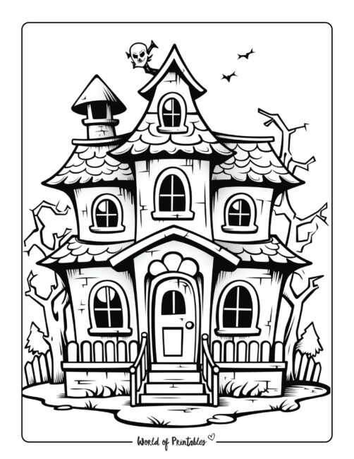House Coloring Page For Halloween