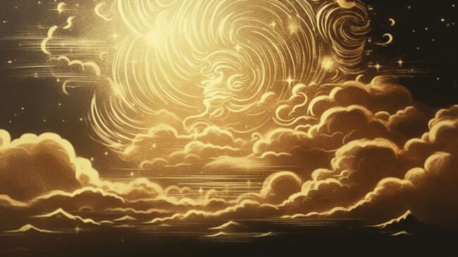 Illustrated Clouds Golden Background