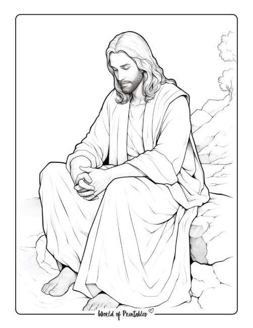 Jesus Sitting on the Right Side of God Coloring Page
