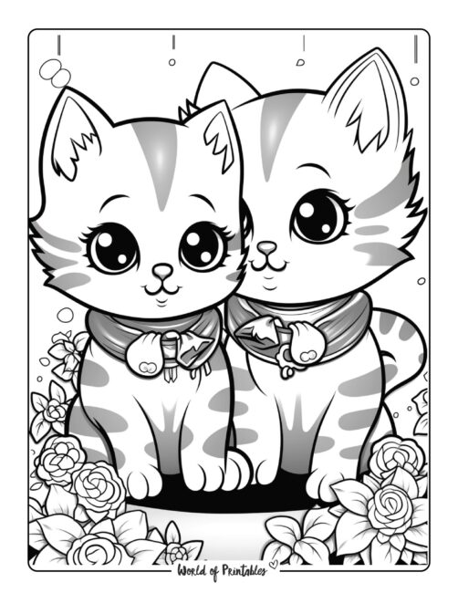 Kawaii Kitten Coloring Page