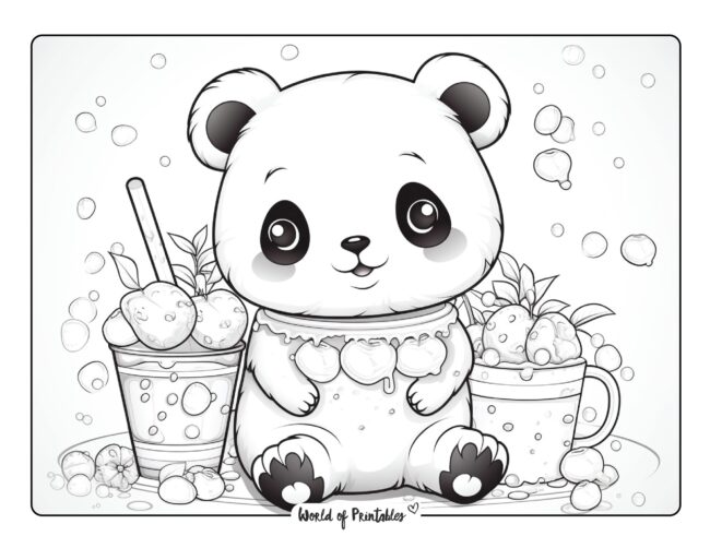 Kawaii Panda Coloring Sheet