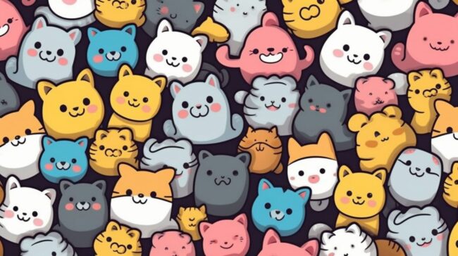 Kawaii Pattern Cute Cat Wallpaper