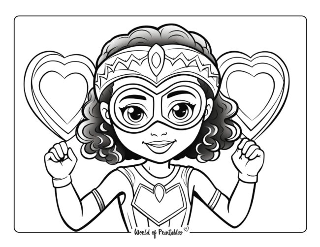 Love Heart Hero Coloring Page
