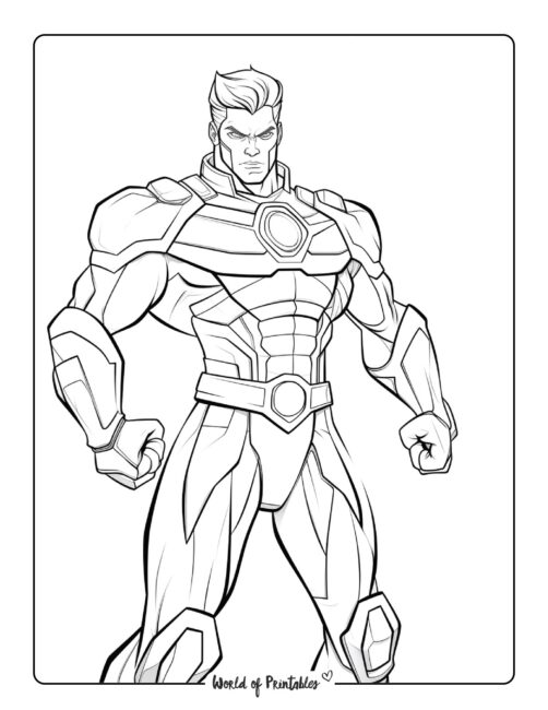 Muscle Hero Coloring Page
