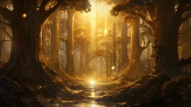 Mystical Forest Golden Background
